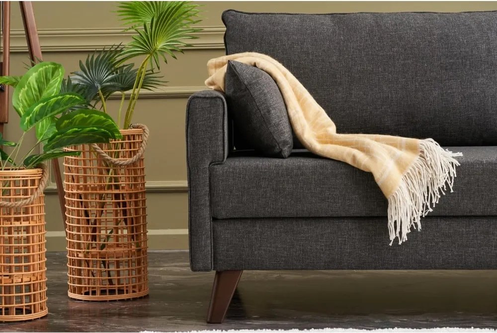 Антрацитен разтегателен диван 208 cm Bella – Balcab Home