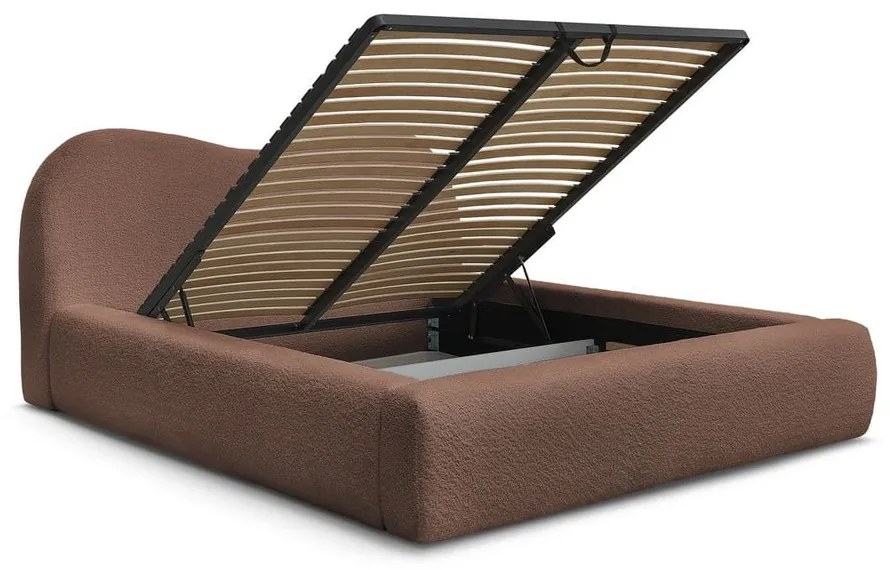 Оранжево тапицирано двойно легло с място за съхранение с включена подматрачна рамка 160x200 cm Orlane – Bobochic Paris