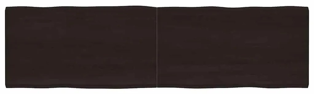 364056 vidaXL Плот за маса тъмнокафяв 220x60x(2-4) см обработен масивен дъб