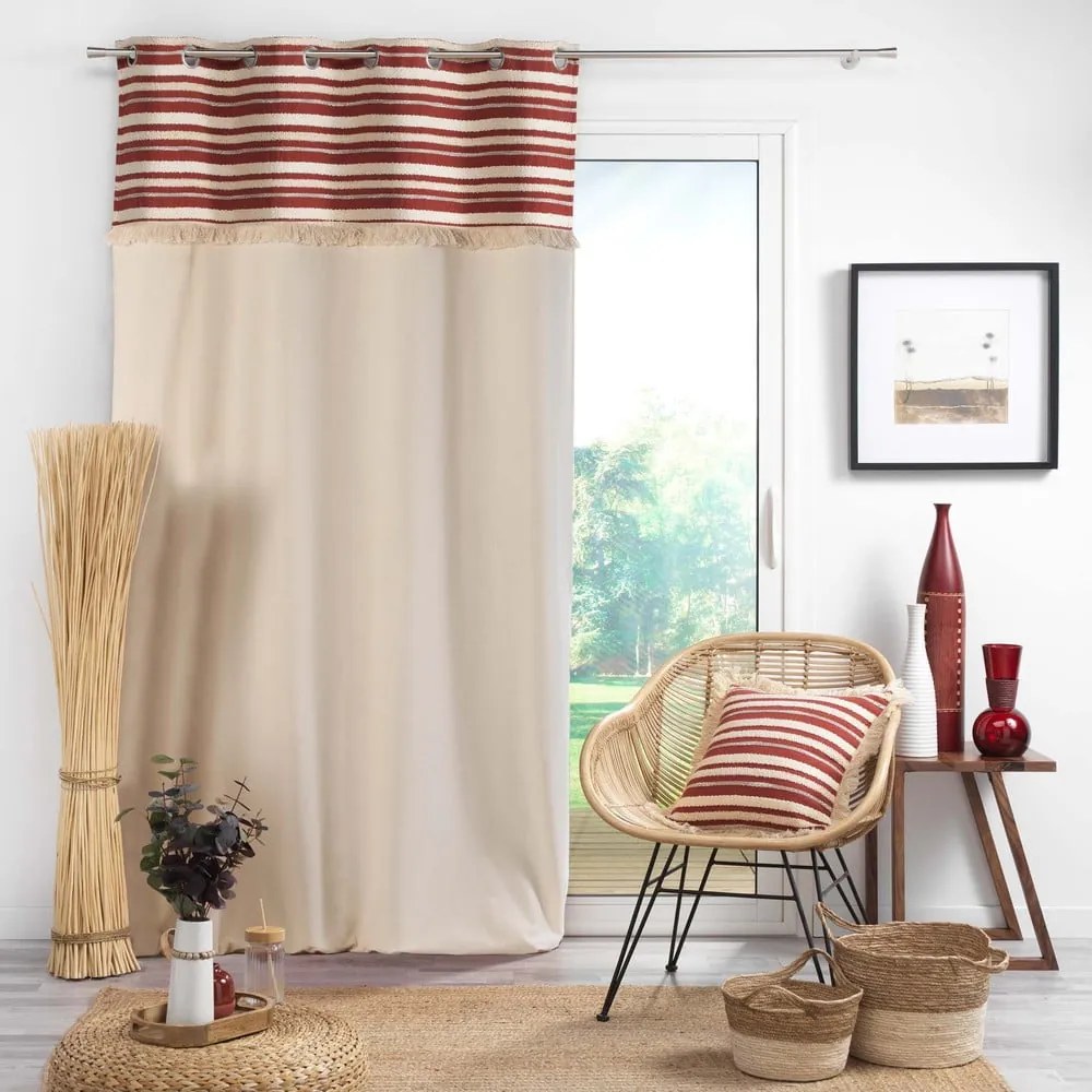 Памучно перде в тухлен и естествен цвят 140x240 cm Atlas – douceur d'intérieur