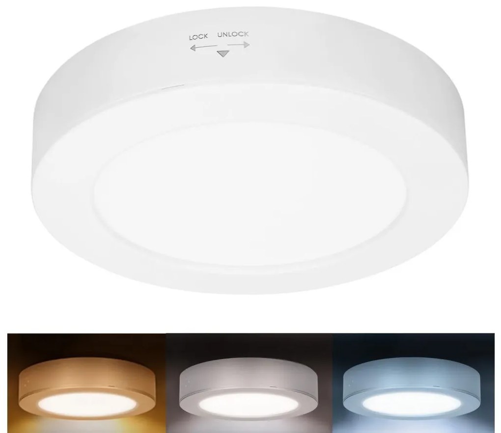 Solight WD240-W - LED панел 2 в 1 LED/12W/230V 3000/4000/6000K Ø17 см IP54 бял
