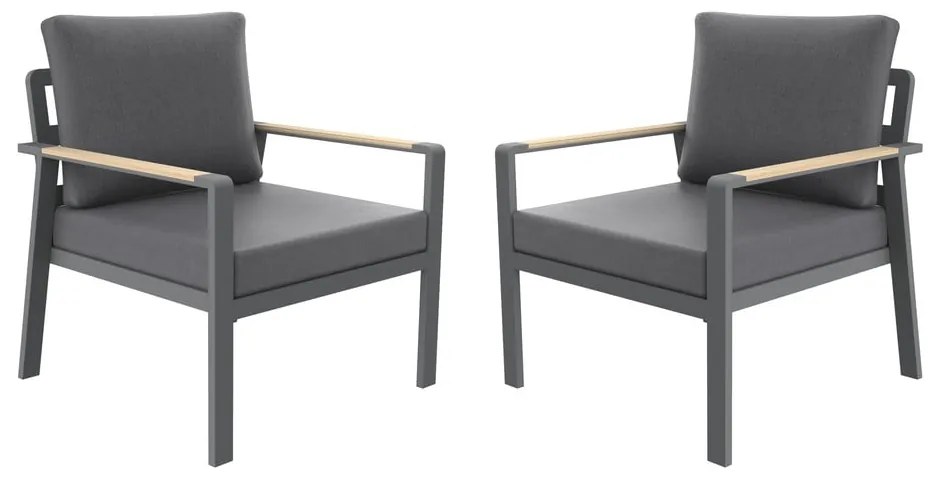 Тъмносиво метално градинско кресло Sibiu Duo – Rojaplast