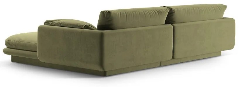 Светлозелен кадифен ъглов диван (ляв ъгъл) Torino – Micadoni