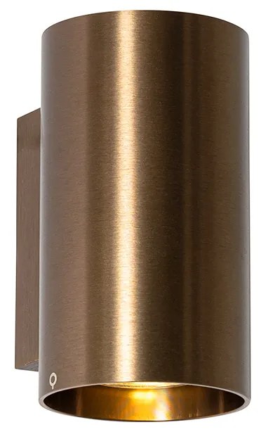 Модерна стенна лампа тъмно бронзова кръгла 2-светлина - Sandy