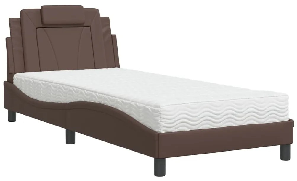 3208763 vidaXL Легло Viana без матрак, кафяво, 90x190 см, изкуствена кожа