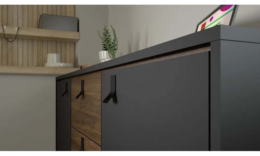 Черен скрин от декор от орех 150x72x40 cm Ry – Tvilum