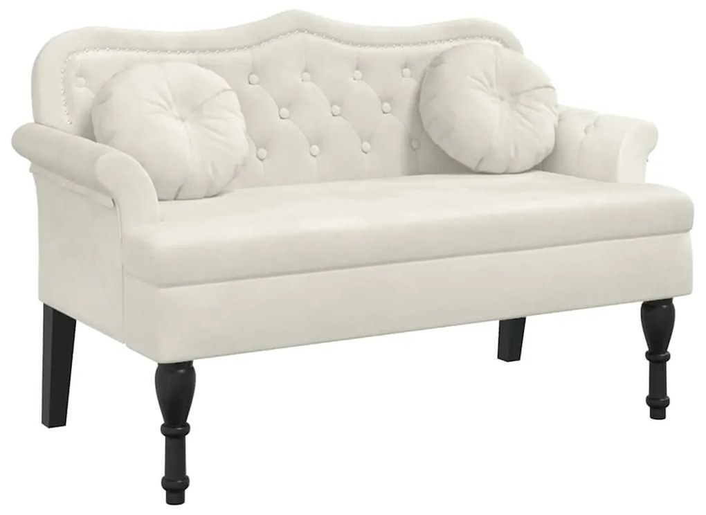 372147 vidaXL Пейка с възглавници, кремава, 120,5x65x75 см, кадифе