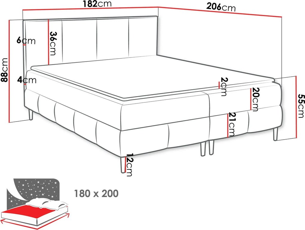 Тапицирано легло Box Best II-Бежово-180 x 200