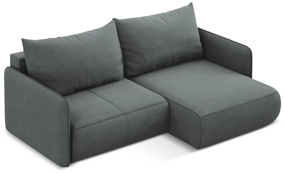Сив разтегателен ъглов диван с място за съхранение (десен ъгъл) Nanea – Makamii