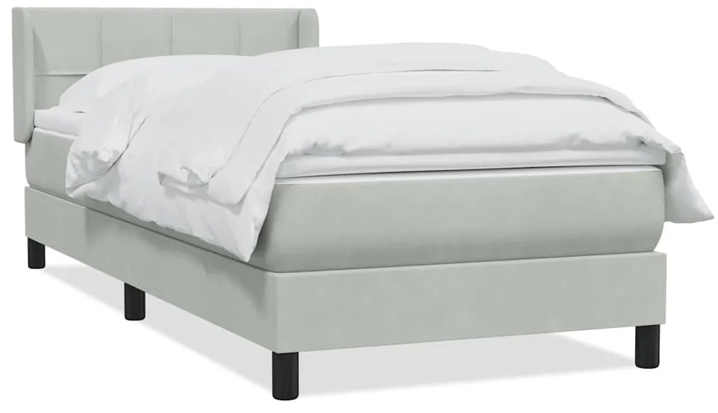 3318105 vidaXL Боксспринг легло с матрак, светлосиво, 100x210 см, кадифе