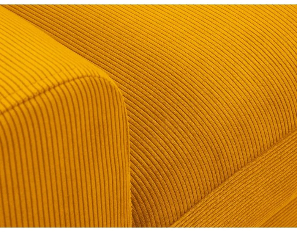 Разтегателен ъглов диван с място за съхранение от рипсено кадифе в цвят горчица (десен ъгъл) Kyoto – Cosmopolitan Design