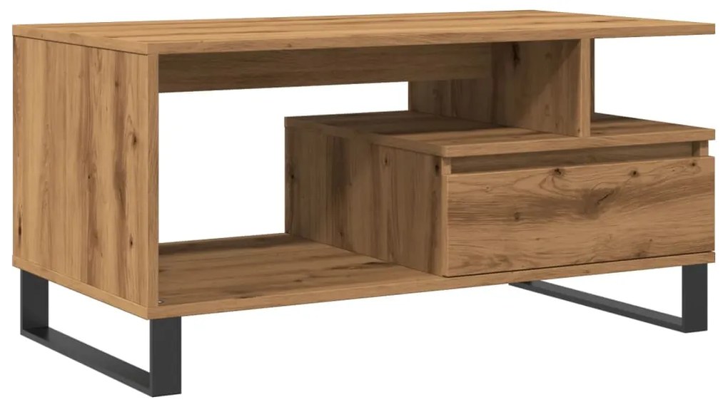 857455 vidaXL Маса за кафе, дъб артизан, 90x49x45 см, инженерно дърво