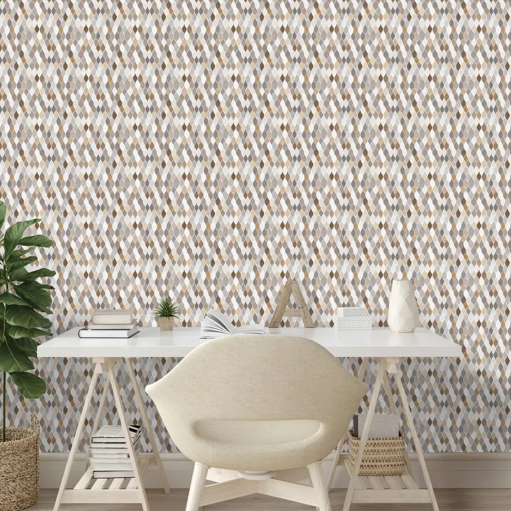 Тапет – Кафяво-бежова геометрия на сиво