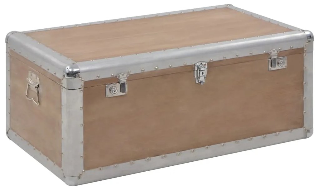 246124 vidaXL Кутия за съхранение, чам масив, 91x52x40 см, кафява