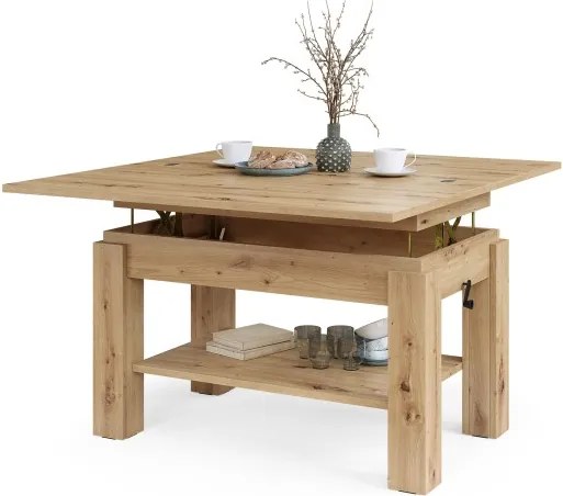 БРАВО Дъб Артисан - РАЗТЕГАТЕЛНА ХОЛНА МАСА С ПОВДИГАЩ МЕХАНИЗЪМ И С РАФТ