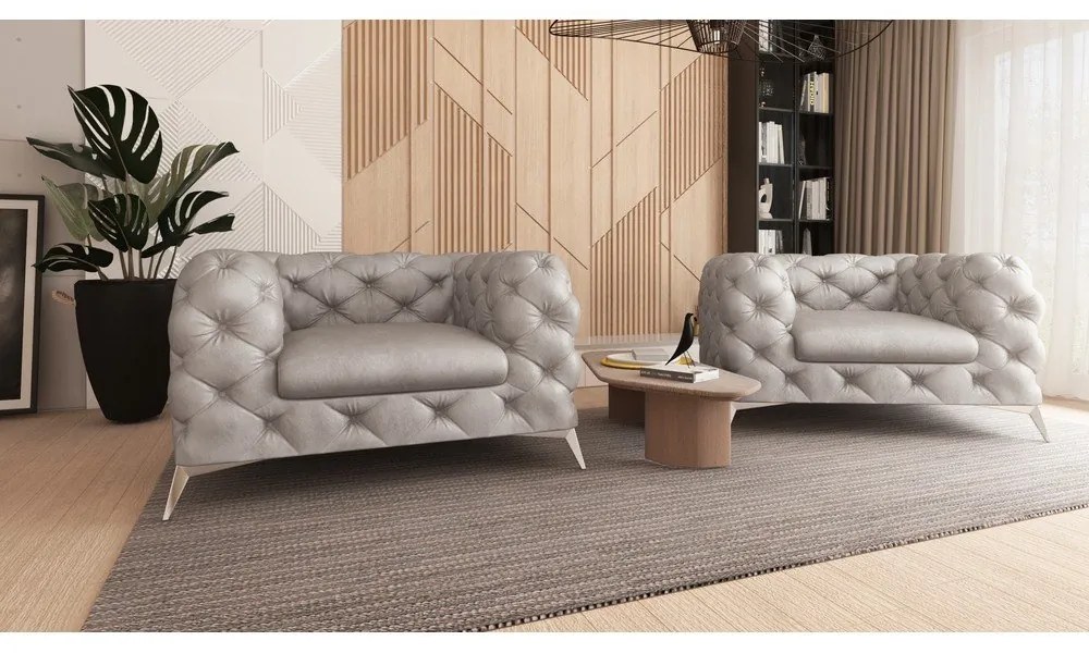 Светлосиво кадифено кресло Chelsea – Ropez