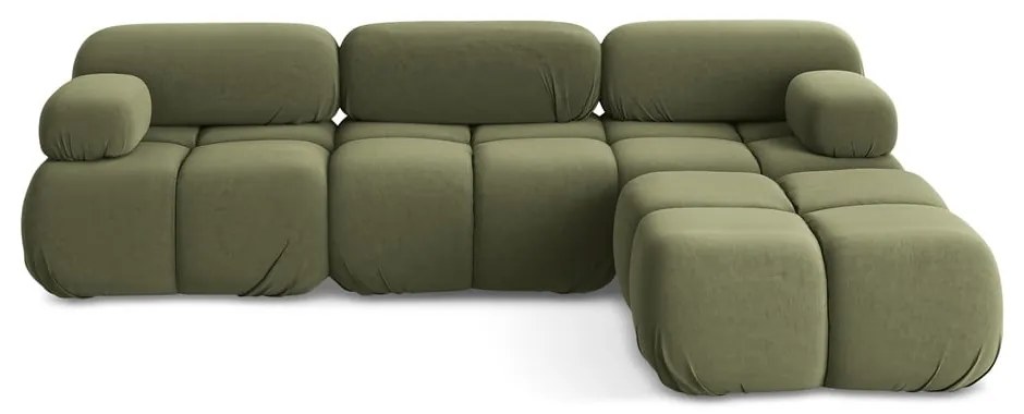 Светлозелен кадифен модулен ъглов диван Lokua – Makamii