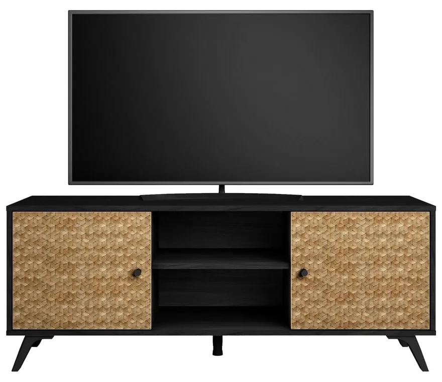Черна маса за телевизор от екзотична дървесина 136x53 cm Hanoi - Marckeric