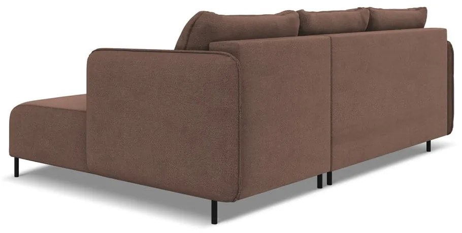 Розов разтегателен ъглов диван с място за съхранение (десен ъгъл) Luana – Makamii