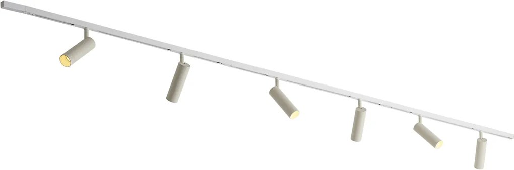 Modern railsysteem wit met 6 spots beige 1-fase - Slimline Uzzy