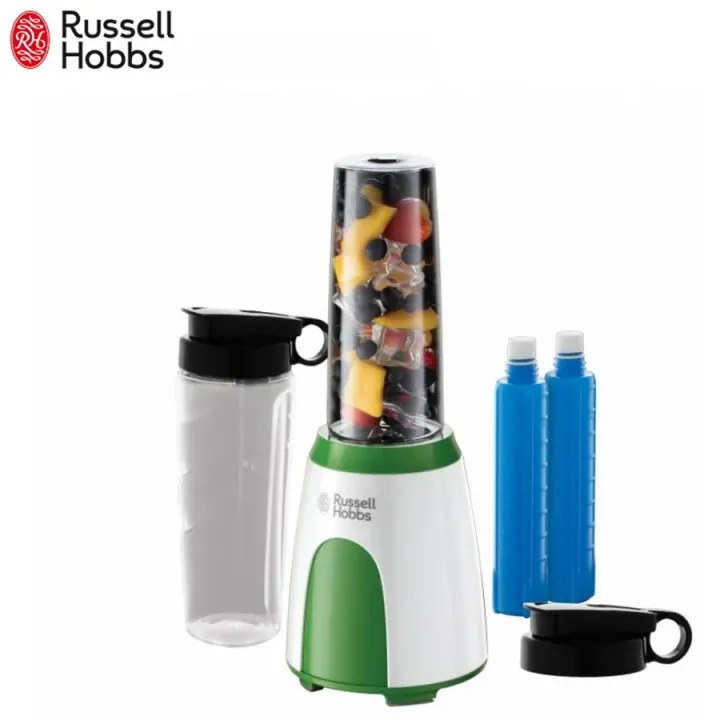 Блендер Russell Hobbs Explore Mix & Go Cool 25160-56, 300 W, 600 мл, Без BPA, Неръждаема стомана, Ергономичен дизайн, Бял/зелен