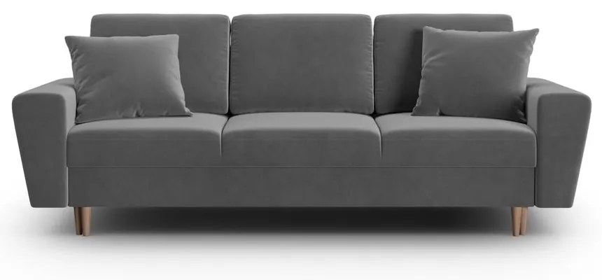 Светлосив кадифен разтегателен диван с място за съхранение 235 cm Kyoto – Cosmopolitan Design