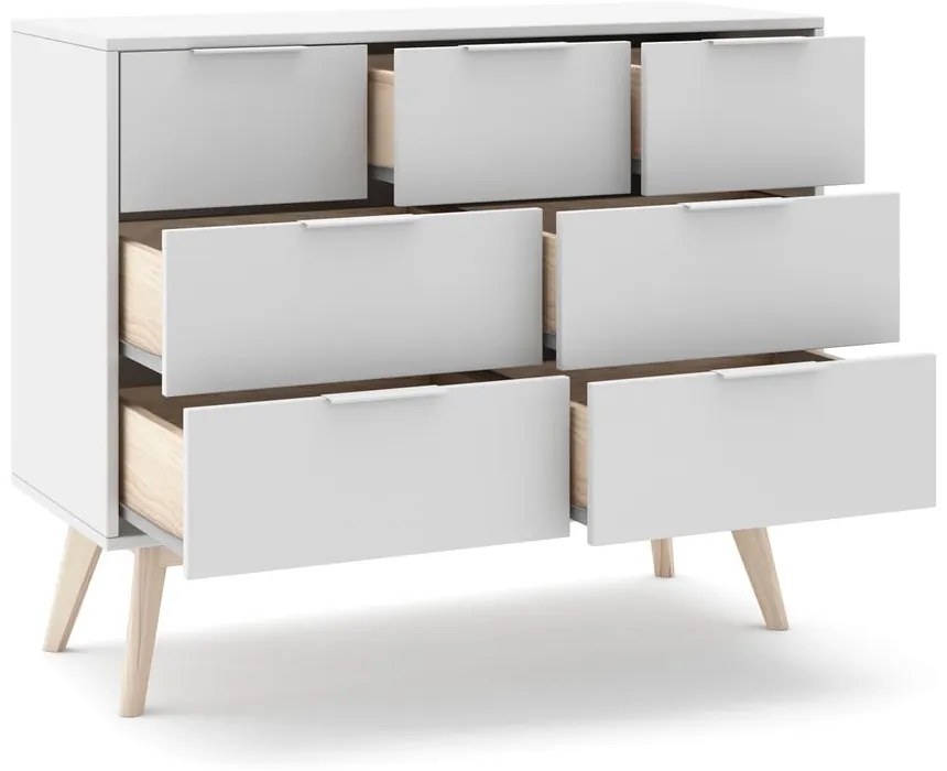 Бял нисък скрин с чекмеджета 120x83 cm Campus - Marckeric