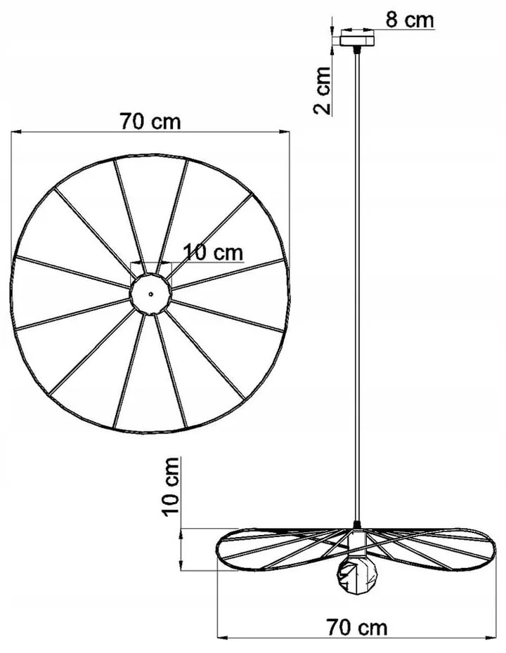 Черно висящо осветително тяло ø 70 cm Elliot - Sollux