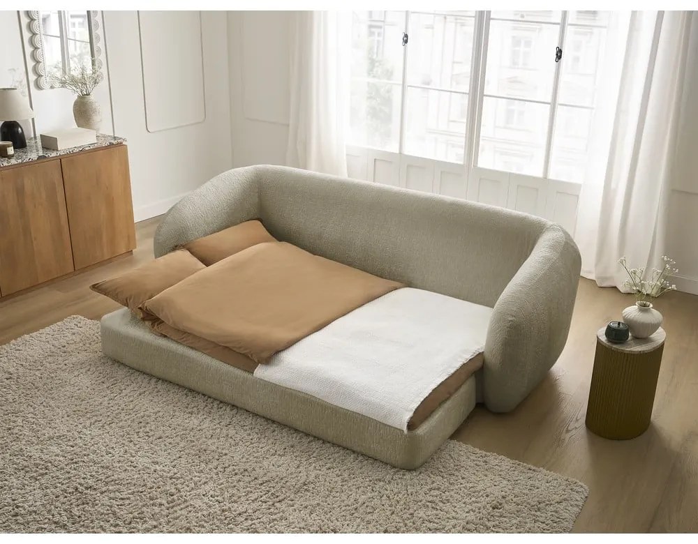 Светлокафяв шенилов сгъваем диван 228 cm Neyo – Bobochic Paris