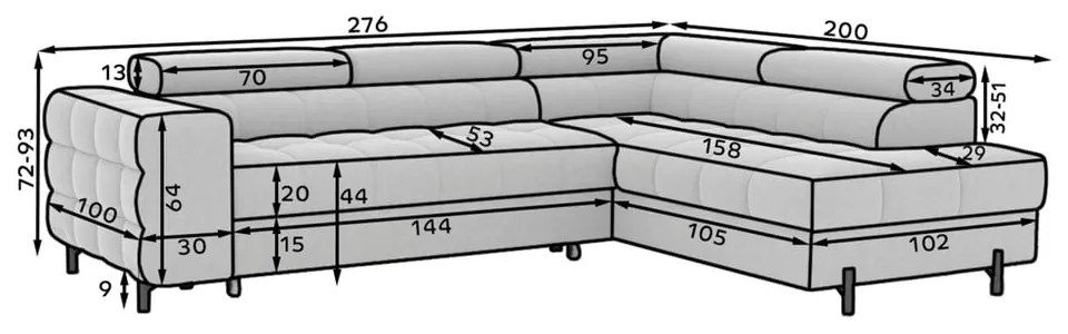 Кремав разтегателен ъглов диван с място за съхранение от букле (десен ъгъл L форма) Ferucce – ELTAP