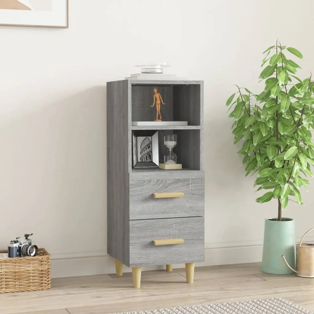 817415 vidaXL Сайдборд, сив сонома, 34,5x34x90 см, инженерно дърво