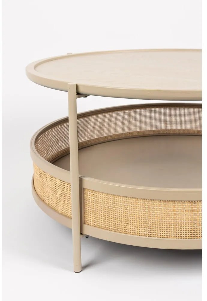 Кръгла масичка за кафе в бежов и естествен цвят ø 80 cm Makoto – White Label