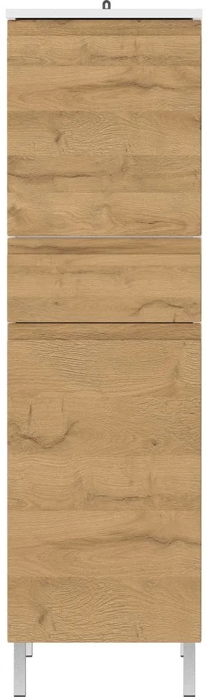 Бял висок шкаф за баня в дъбов декор 34x120 cm Torrance - Germania