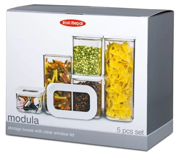Кутии за храна в комплект от 5 бр. Modula White – Mepal