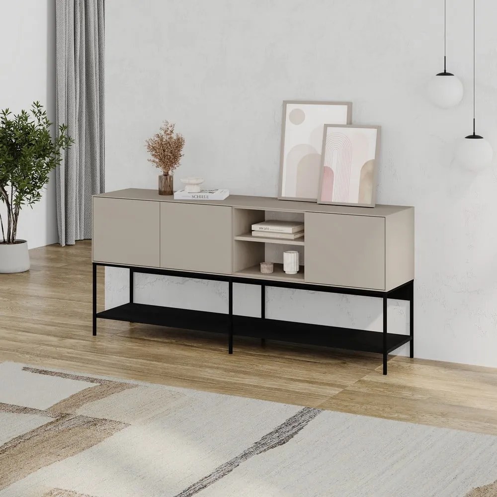 Черно-кремав скрин 180x80x40 cm Amira – Marckeric