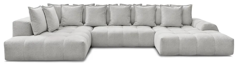 Светлосив шенилов сгъваем/с място за съхранение ъглов диван (ляв ъгъл/U форма) Everest – Bobochic Paris