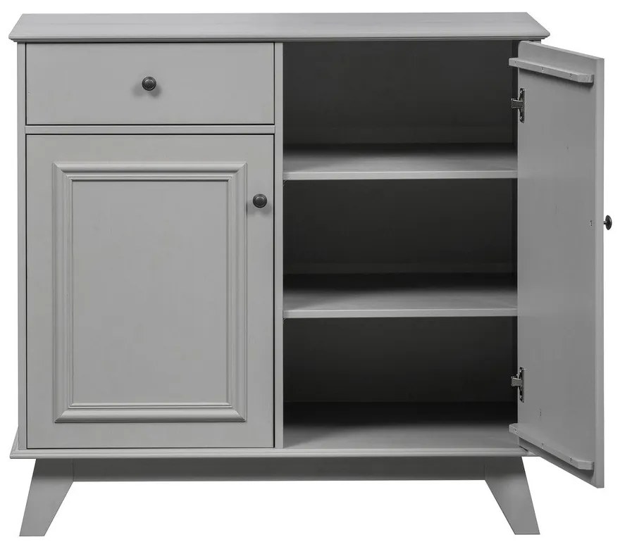 Светлосив нисък детски скрин от борова дървесина 98x93 cm Lily - WOOOD