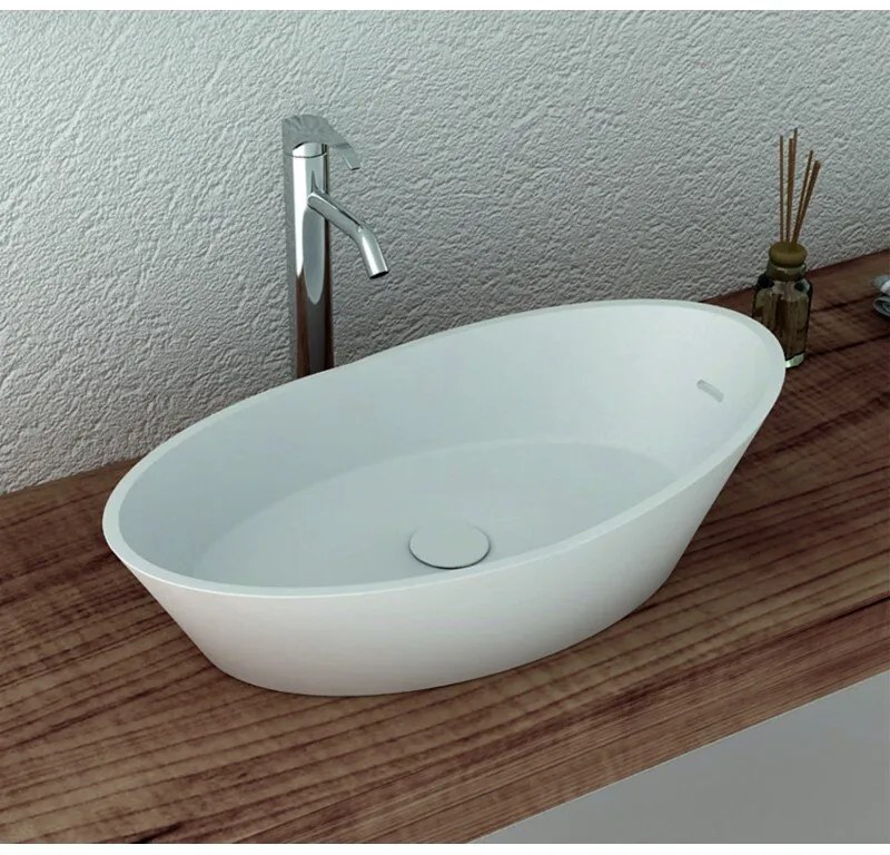 Мивка за баня ICB 683W, монтаж върху плот, твърда повърхност, бял мат, 67x38x18см