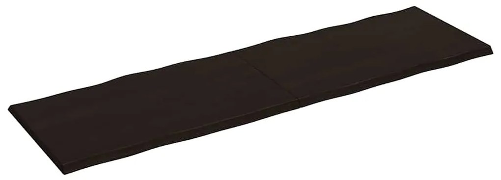 364050 vidaXL Плот за маса тъмнокафяв 200x60x(2-4) см обработен масивен дъб