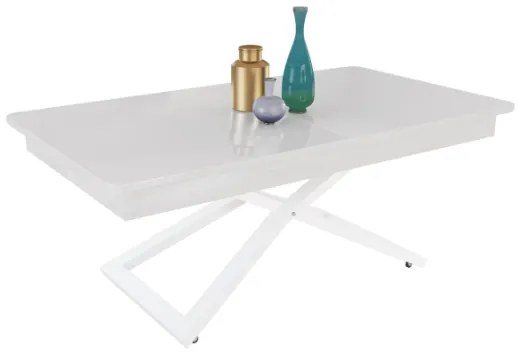 Разтегателна маса с повдигащ механизъм ВЕРОНА - МДФ мат бял