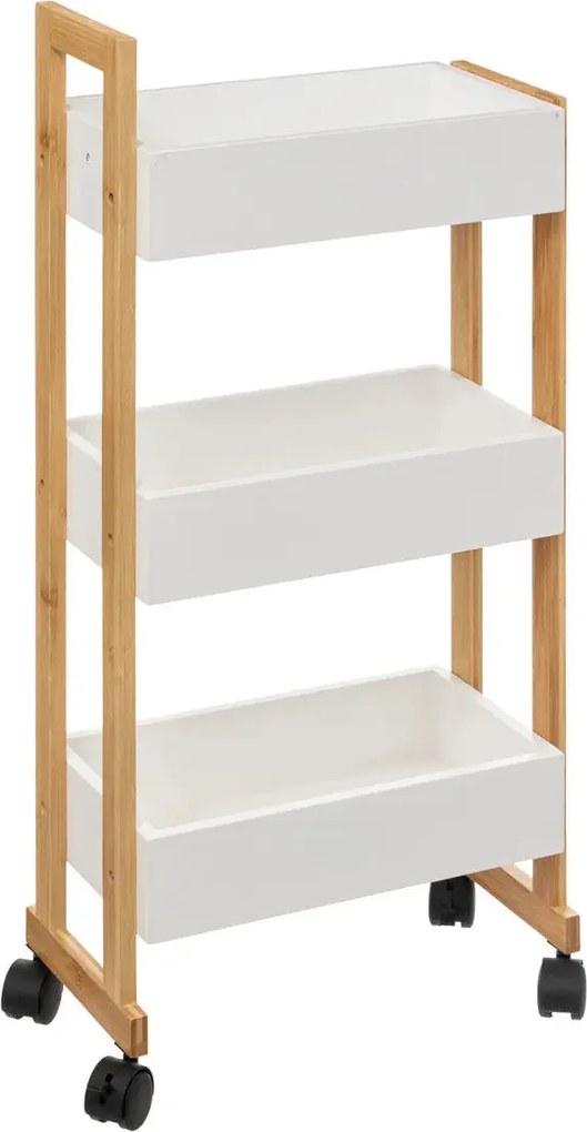 Етажерка на колела 5five Natureo, 3 нива - Бял