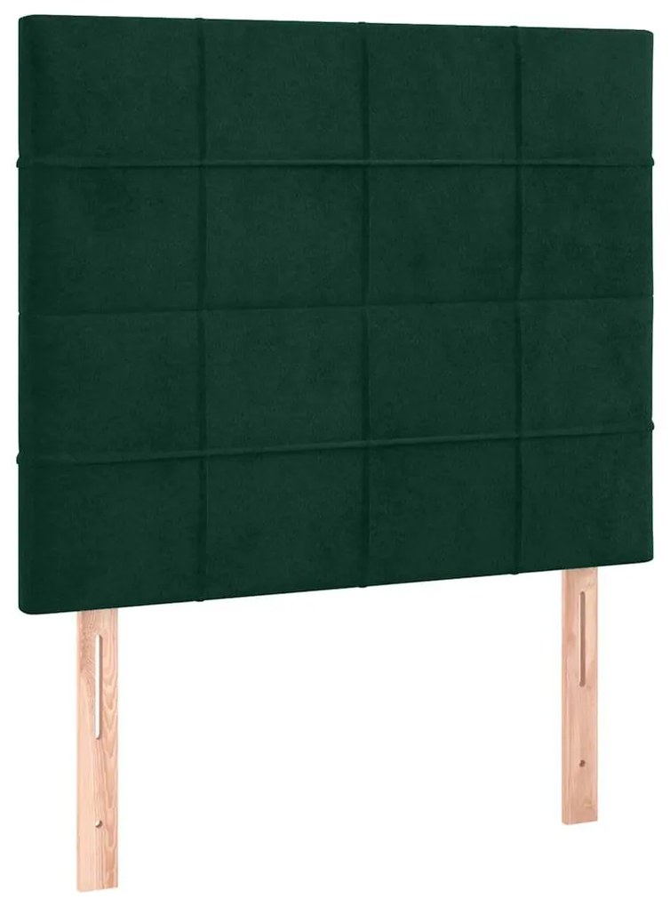 3116365 vidaXL Табла за легло, тъмнозелена, 80x5x118/128 см, кадифе