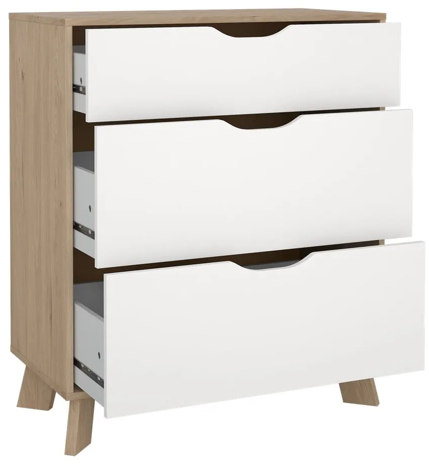 Скрин от дъбов декор в бял и естествен цвят 79x92x40 cm Ikast – Tvilum