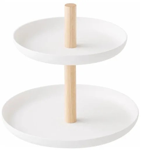 Бяла стойка с 2 купи за съхранение и детайли от букова дървесина Tosca - YAMAZAKI