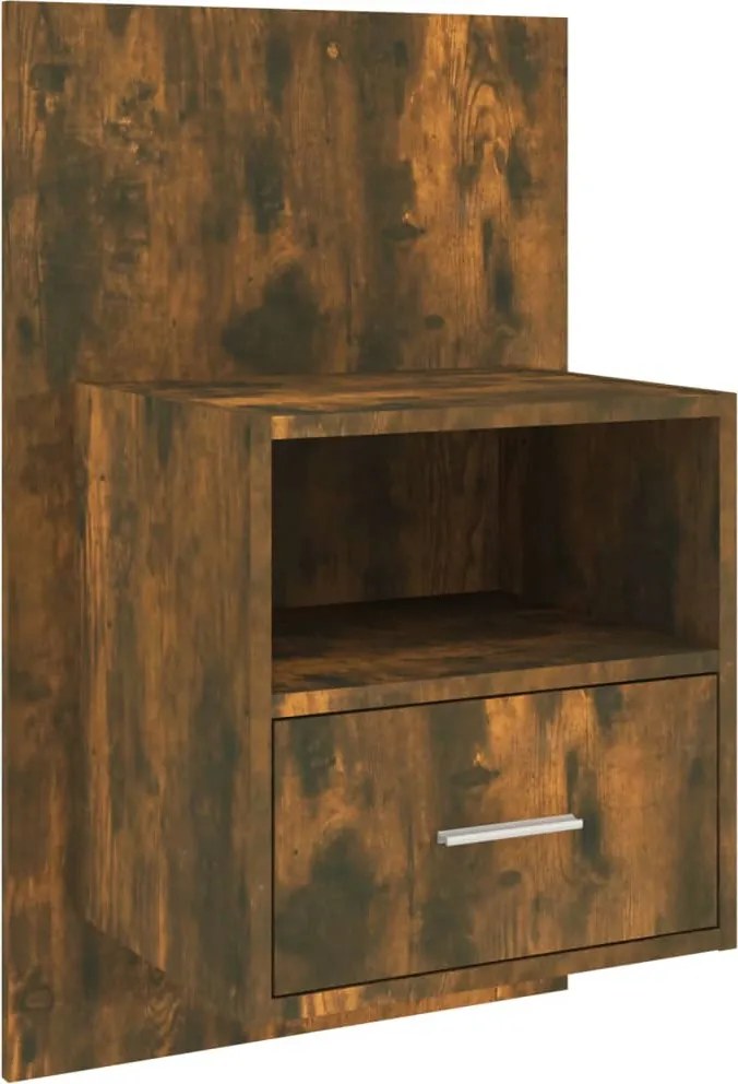 816964 vidaXL Нощно шкафче за стенен монтаж, опушен дъб