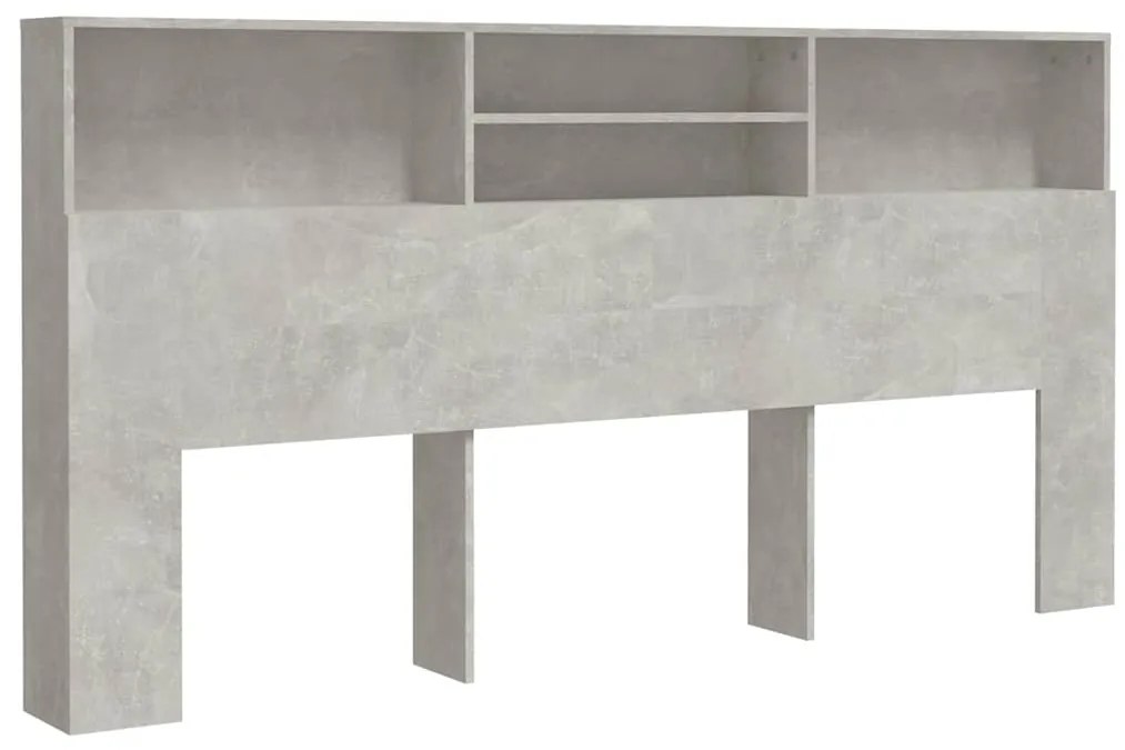 811893 vidaXL Табла за легло тип шкаф, бетонно сива, 200x19x103,5 см