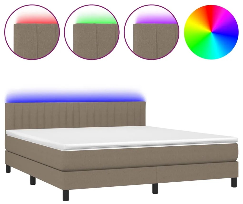 3133329 vidaXL Боксспринг легло с матрак и LED, таупе, 160x200 см, плат
