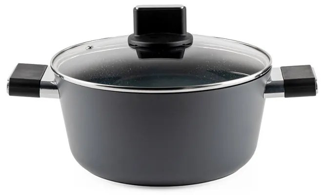 Тенджера Luigi Ferrero Regina FR-2440 24x11.5 см, 4.3 л, Незалепващо покритие, Стъклен капак с отвор за пара, Индукция, Черен