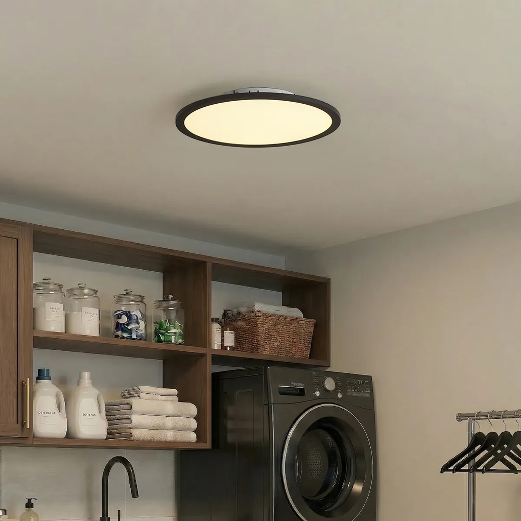 Интелигентен LED панел черен 40 см вкл. LED димиране до топло с дистанционно управление - Knob