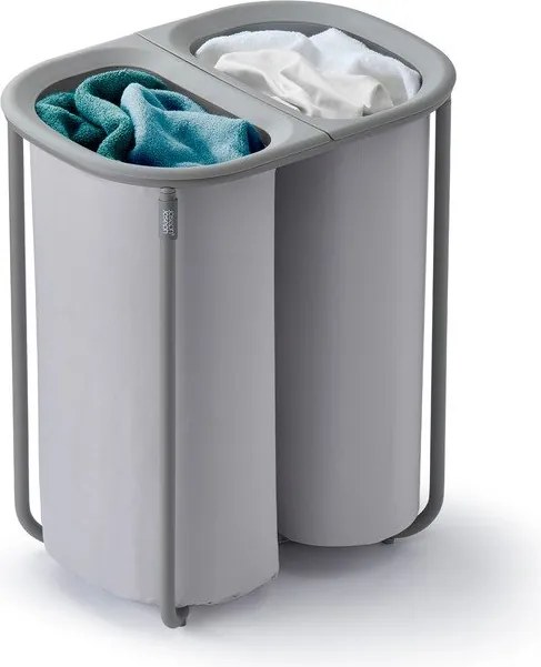 Светлосив текстилен кош за пране 2x40 l Duo – Joseph Joseph